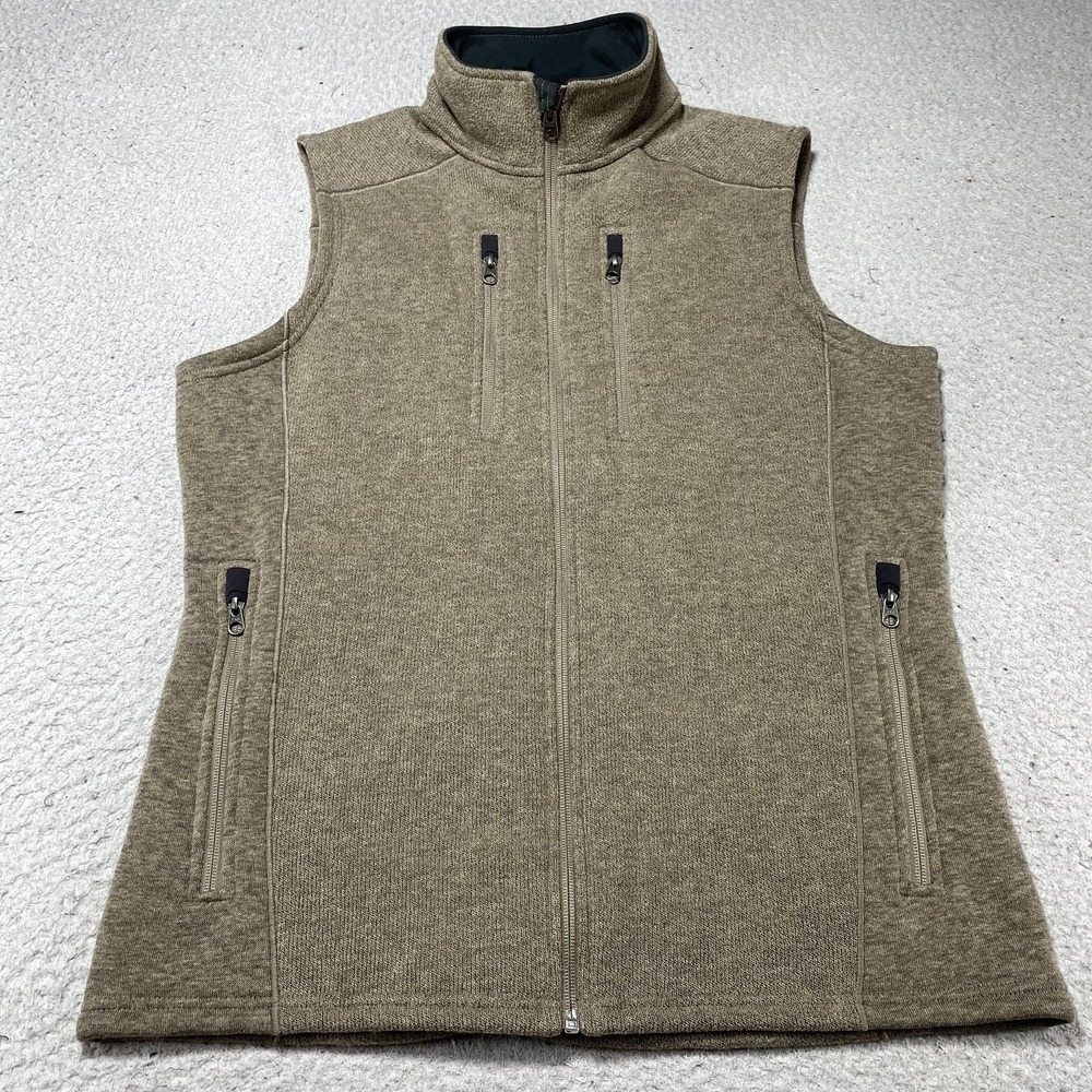 Kuhl Interceptr Vest Mens Medium Beige Knit Fleece Full Zip Hiking Pockets